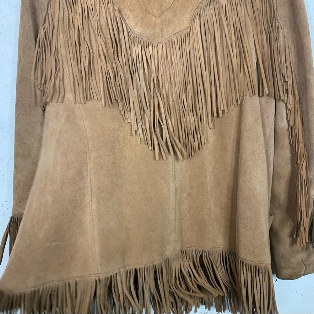 Pioneer Wear Suede Leather Fringe Blazer Jacket Size 10 - Picture 13 of 15